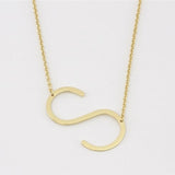 Gold Medium Sideways Initial S Necklace