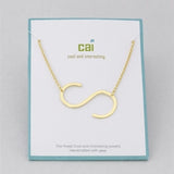 Gold Medium Sideways Initial S Necklace