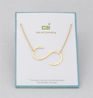 Gold Medium Sideways Initial S Necklace