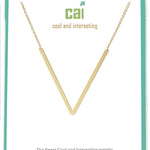 Cool and Interestring Gold Medium Sideways Initial V Necklace