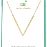 Cool and Interestring Gold Medium Sideways Initial V Necklace