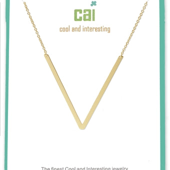 Cool and Interestring Gold Medium Sideways Initial V Necklace