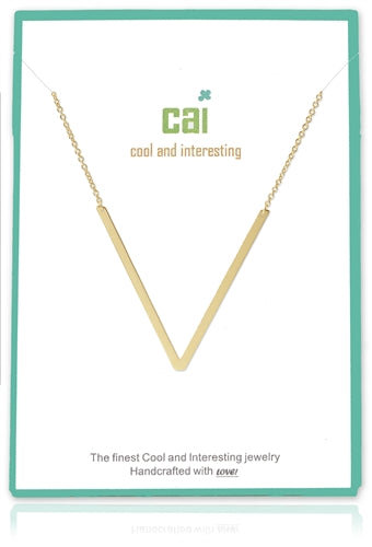 Cool and Interestring Gold Medium Sideways Initial V Necklace