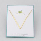 Cool and Interestring Gold Medium Sideways Initial V Necklace