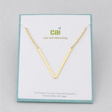 Cool and Interestring Gold Medium Sideways Initial V Necklace