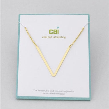 Cool and Interestring Gold Medium Sideways Initial V Necklace