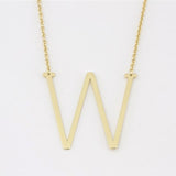 Gold Medium Sideways Initial W Necklace