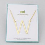 Gold Medium Sideways Initial W Necklace
