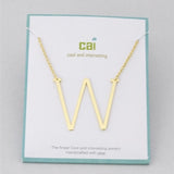 Gold Medium Sideways Initial W Necklace