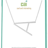 Silver Medium Sideways Initial A Necklace