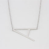 Silver Medium Sideways Initial A Necklace