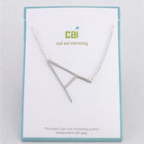 Silver Medium Sideways Initial A Necklace