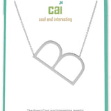 Silver Medium Sideways Initial B Necklace