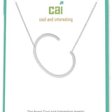 Silver Medium Sideways Initial C Necklace