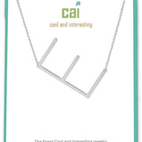 Silver Medium Sideways Initial E Necklace
