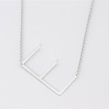 Silver Medium Sideways Initial E Necklace