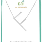 Silver Medium Sideways Initial F Necklace