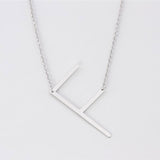 Silver Medium Sideways Initial F Necklace