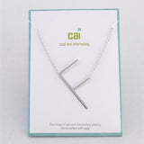 Silver Medium Sideways Initial F Necklace