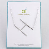 Silver Medium Sideways Initial H Necklace