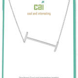 Silver Medium Sideways Initial I Necklace