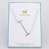 Silver Medium Sideways Initial I Necklace