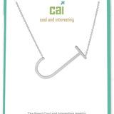 Silver Medium Sideways Initial J Necklace