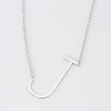 Silver Medium Sideways Initial J Necklace