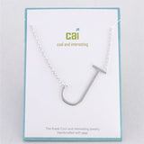 Silver Medium Sideways Initial J Necklace