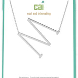 Silver Medium Sideways Initial M Necklace