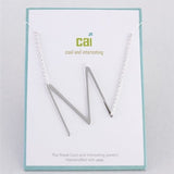 Silver Medium Sideways Initial M Necklace