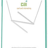 Silver Medium Sideways Initial N Necklace