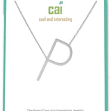 Silver Medium Sideways Initial P Necklace