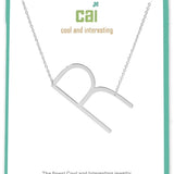 Silver Medium Sideways Initial R Necklace
