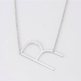 Silver Medium Sideways Initial R Necklace
