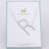 Silver Medium Sideways Initial R Necklace