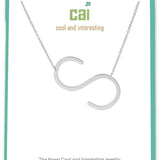 Silver Medium Sideways Initial S Necklace