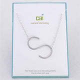 Silver Medium Sideways Initial S Necklace