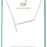 Silver Medium Sideways Initial T Necklace