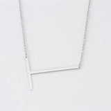 Silver Medium Sideways Initial T Necklace