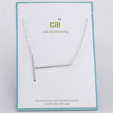 Silver Medium Sideways Initial T Necklace