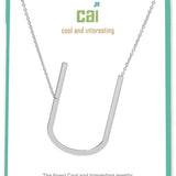Silver Medium Sideways Initial U Necklace