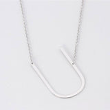 Silver Medium Sideways Initial U Necklace