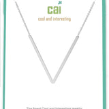 Silver Medium Sideways Initial V Necklace