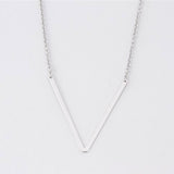 Silver Medium Sideways Initial V Necklace
