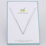 Silver Medium Sideways Initial V Necklace