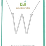 Silver Medium Sideways Initial W Necklace