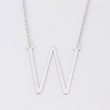 Silver Medium Sideways Initial W Necklace