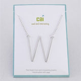 Silver Medium Sideways Initial W Necklace