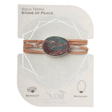 Suede/Stone Wrap - Aqua Terra/Silver/Stone of Peace